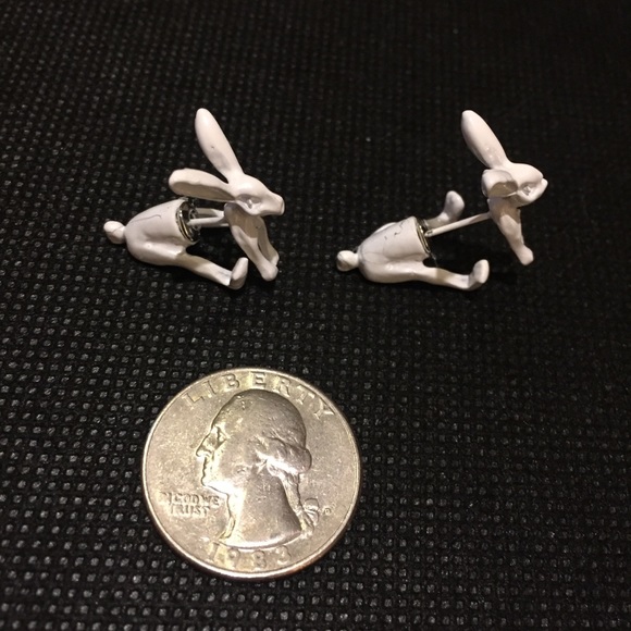 ๐ Cute bunny rabbit front and back stud jacket earrings ๐ฐ - Picture 6 of 10